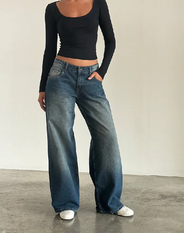 Roomy Extra Wide Low Rise Jeans in Dark Vintage