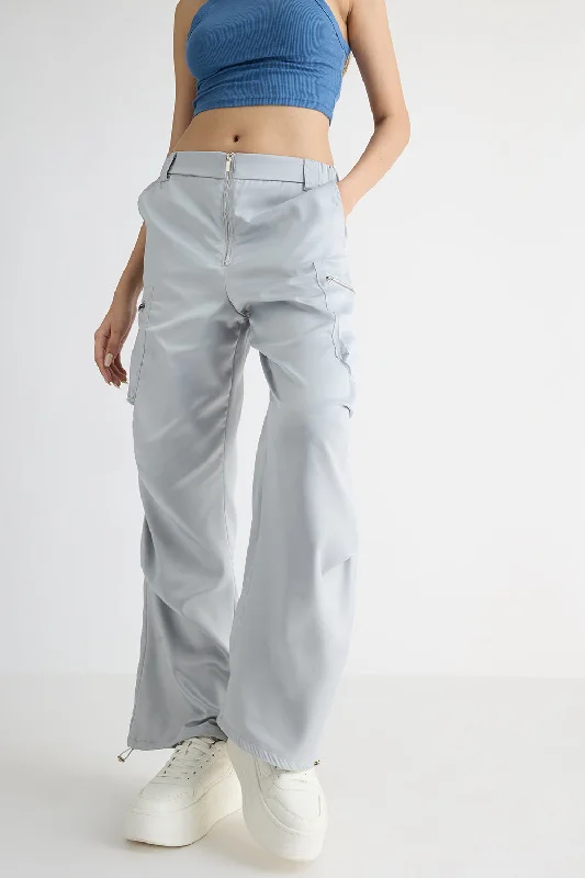 Silver Parachute Cargo Pants