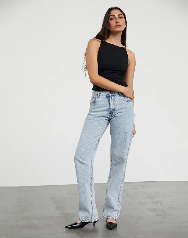 Mid Rise Slim Parallel Jeans in 80's Light Wash