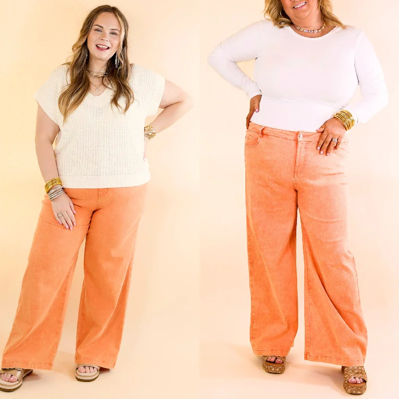 The Best Cropped Wide Leg Jeans in Apricot Orange