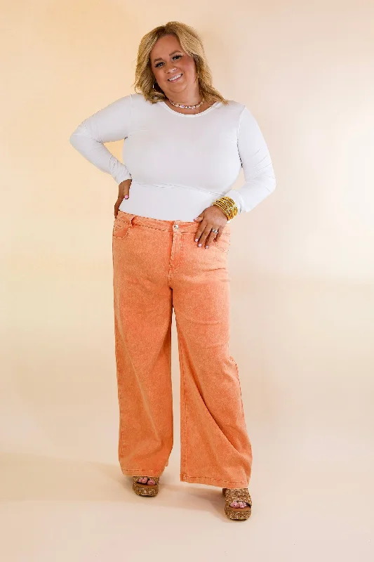 The Best Cropped Wide Leg Jeans in Apricot Orange