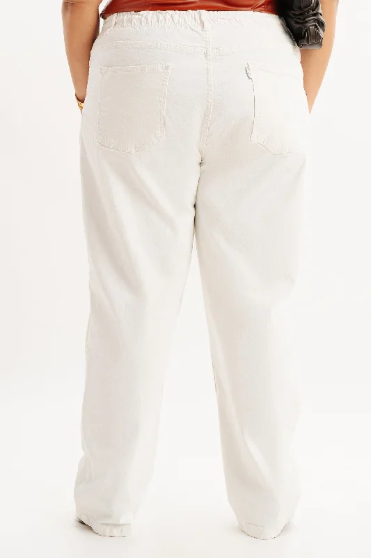 White Knee Slit Mom Jeans