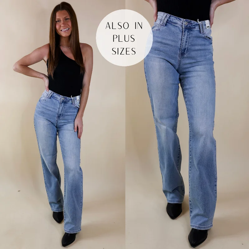 Judy Blue | Touched My Soul Wide Leg Jeans with Pocket Details in Light Wash