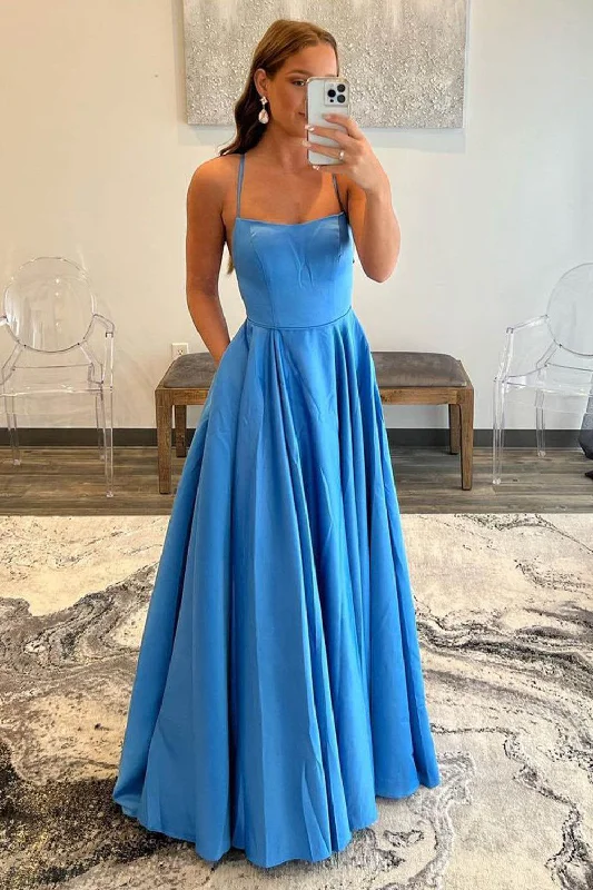 Today Only – Don’t Miss It!Today Only – Don’t Miss It!A-Line Halter Backless Satin Blue Long Prom Dress with Pockets Today Only – Don’t Miss It!Today Only – Don’t Miss It!A-Line Halter Backless Satin Blue Long Prom Dress with Pockets