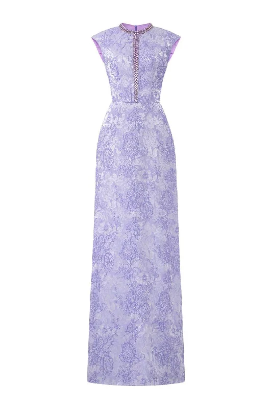 Massive Price Cuts!Massive Price Cuts!Adorn A-line Round Neck Jacquard Floor Length Dress Massive Price Cuts!Massive Price Cuts!Adorn A-line Round Neck Jacquard Floor Length Dress