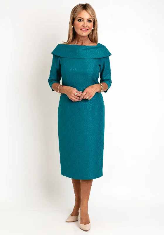 Get More for Less!Get More for Less!Coco Doll Venus Embossed Pencil Midi Length Dress, Teal Get More for Less!Get More for Less!Coco Doll Venus Embossed Pencil Midi Length Dress, Teal