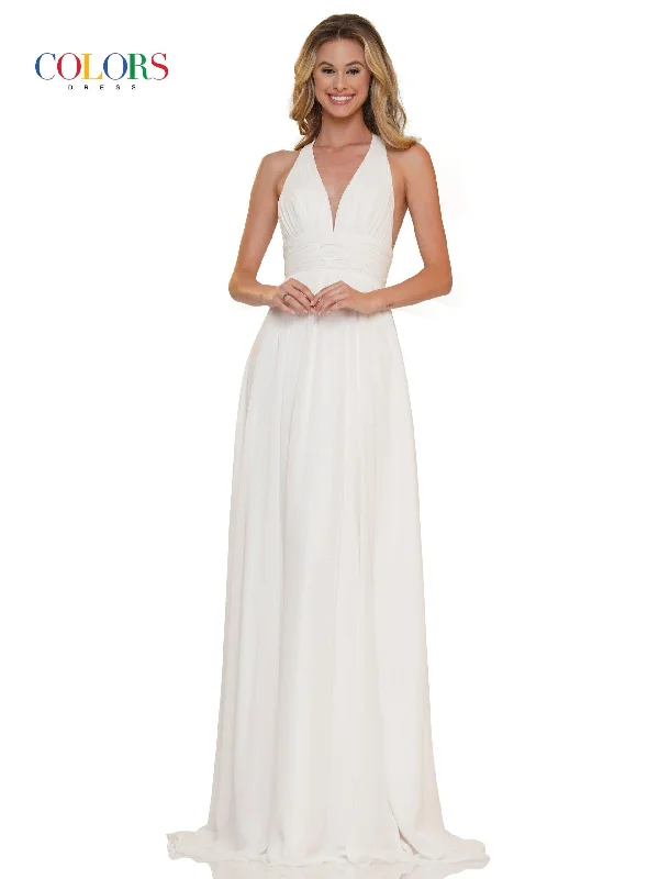 Biggest Sale of the Season!Biggest Sale of the Season!Colors 2734 Colors Prom Long Halter Chiffon Formal Dress