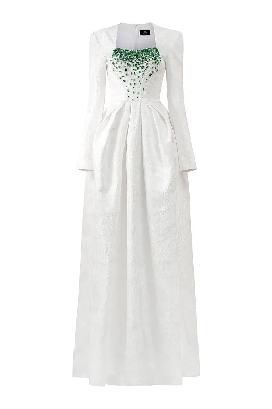 Save Up to 50% Off!Save Up to 50% Off!Echoes Ball Gown Long Sleeved Jacquard Floor Length Dress Save Up to 50% Off!Save Up to 50% Off!Echoes Ball Gown Long Sleeved Jacquard Floor Length Dress