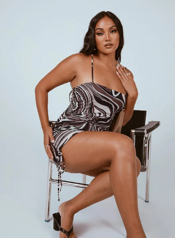 Shop More, Spend Less!Shop More, Spend Less!Genevieve Mini Dress Brown Multi