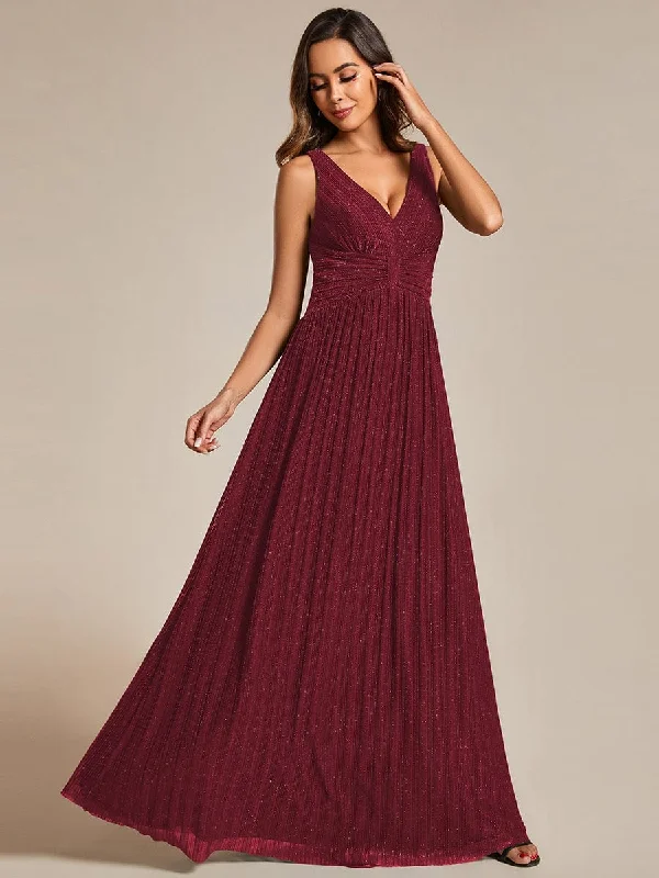 Your Chance to Save is Now!Your Chance to Save is Now!Glittery Sleeveless Pleated Empire Waist A-Line Formal Evening Dress Your Chance to Save is Now!Your Chance to Save is Now!Glittery Sleeveless Pleated Empire Waist A-Line Formal Evening Dress