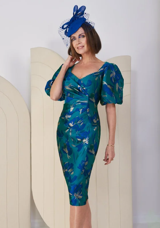 Special Discounts Inside!Special Discounts Inside!John Charles Floral Puff Sleeve Dress, Peacock Special Discounts Inside!Special Discounts Inside!John Charles Floral Puff Sleeve Dress, Peacock