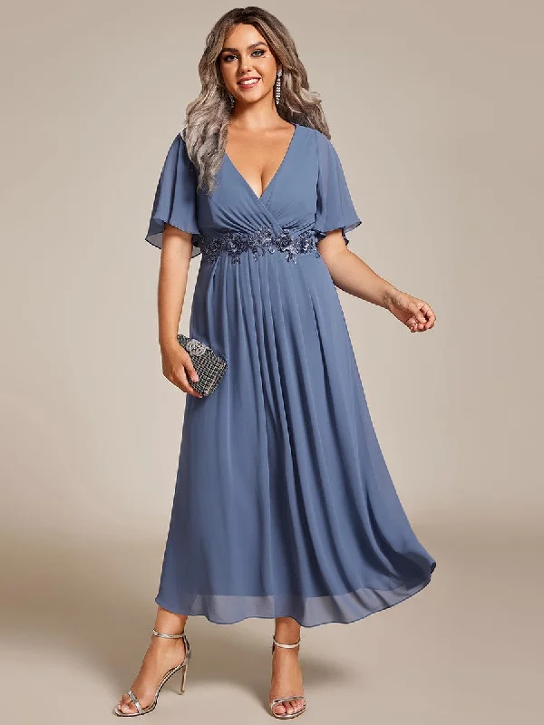 Save More with Every Purchase!Save More with Every Purchase!Plus Size Elegant Short Sleeves V-Neck Floral Applique Wedding Guest Dress Save More with Every Purchase!Save More with Every Purchase!Plus Size Elegant Short Sleeves V-Neck Floral Applique Wedding Guest Dress