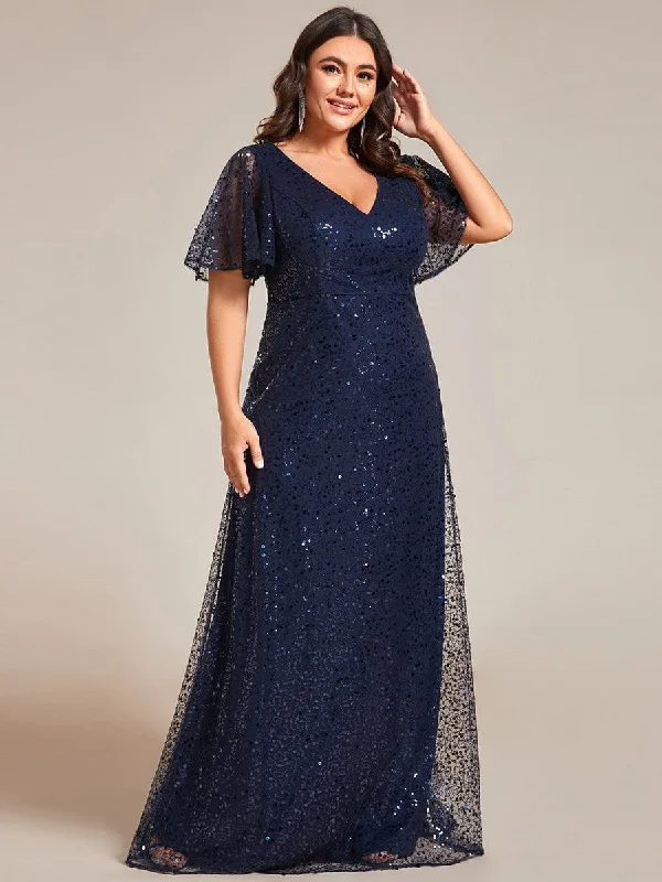 Score Huge Discounts Today!Score Huge Discounts Today!Plus Size See-Through Short Sleeves Maxi Sequin Formal Evening Dress Score Huge Discounts Today!Score Huge Discounts Today!Plus Size See-Through Short Sleeves Maxi Sequin Formal Evening Dress