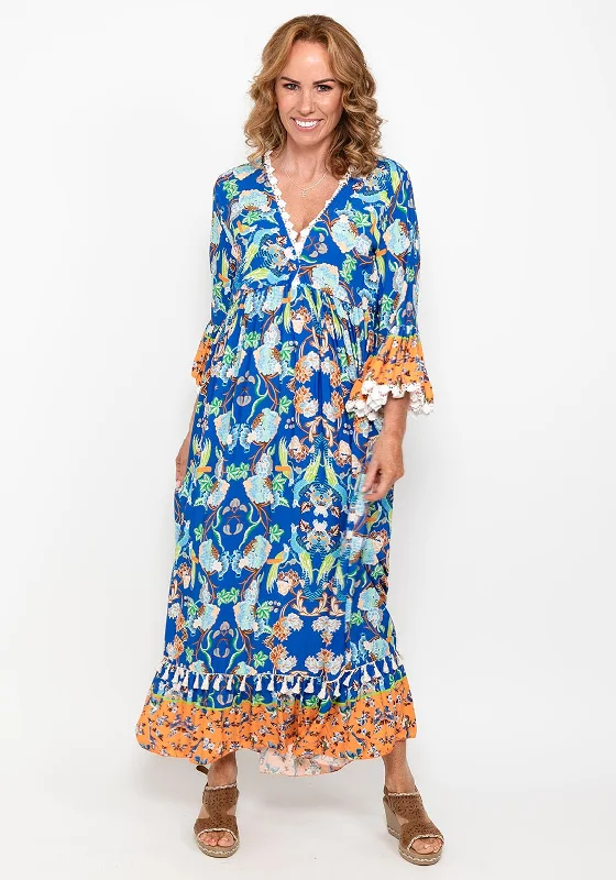 Special Discounts Inside!Special Discounts Inside!Seventy1 One Size Floral Bell Sleeve Maxi Dress, Blue Special Discounts Inside!Special Discounts Inside!Seventy1 One Size Floral Bell Sleeve Maxi Dress, Blue