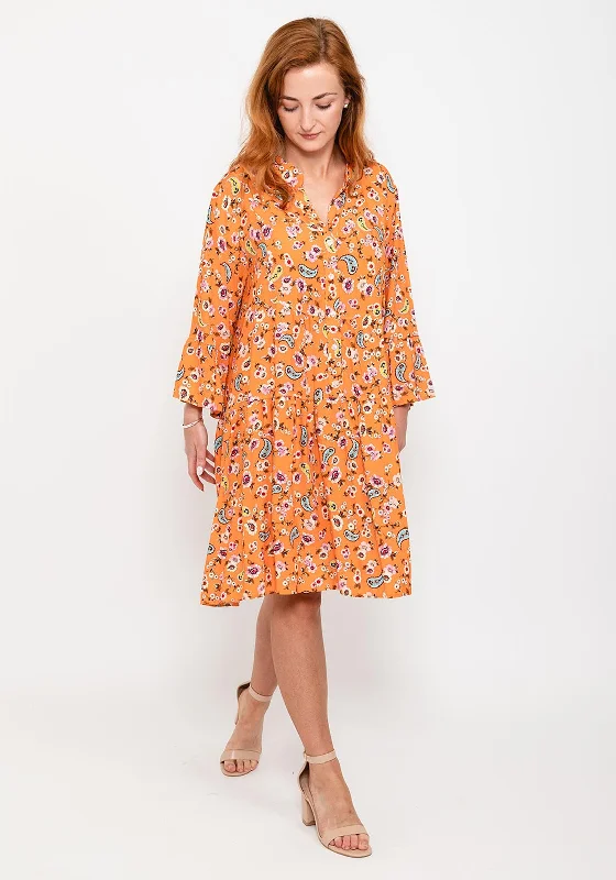 Crazy Discounts Inside!Crazy Discounts Inside!Seventy1 One Size Paisley Floral Smock Dress, Orange Crazy Discounts Inside!Crazy Discounts Inside!Seventy1 One Size Paisley Floral Smock Dress, Orange