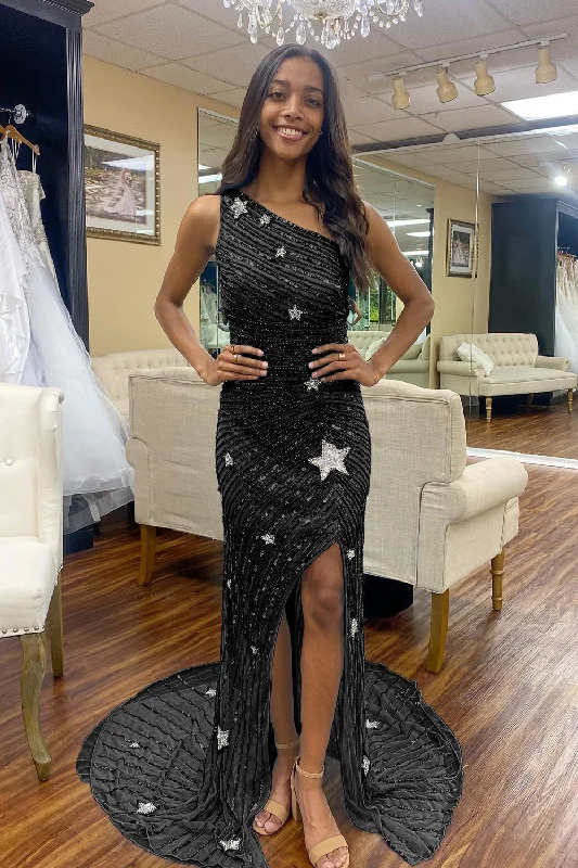 Find the Best Deals Here!Find the Best Deals Here!Sparkly Sheath One Shoulder Black Sequins Long Prom Dress with Star Find the Best Deals Here!Find the Best Deals Here!Sparkly Sheath One Shoulder Black Sequins Long Prom Dress with Star