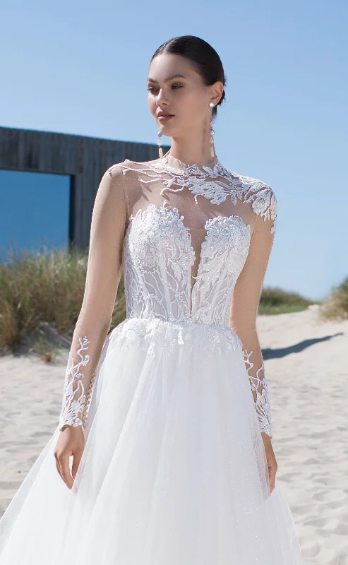 Save Up to 50% Off!Save Up to 50% Off!Long Sheer Sleeve A-Line Wedding Dress with a Stunning Lace Top Save Up to 50% Off!Save Up to 50% Off!Long Sheer Sleeve A-Line Wedding Dress with a Stunning Lace Top