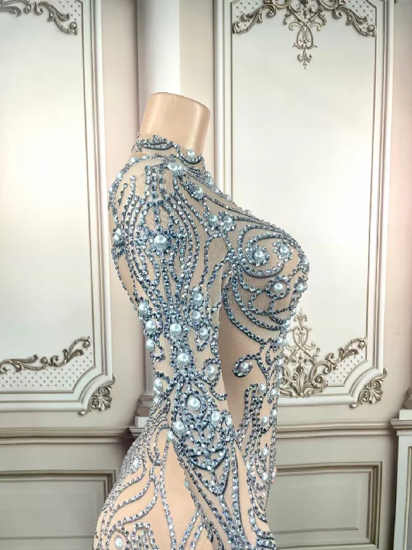 Massive Price Cuts!Massive Price Cuts!AD1538 Kimshein Robe De Women High Collar Long Sleeve Rhinestone Beading Sparkling Crystal Dresses Women Party Massive Price Cuts!Massive Price Cuts!AD1538 Kimshein Robe De Women High Collar Long Sleeve Rhinestone Beading Sparkling Crystal Dresses Women Party