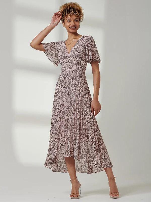 Hurry! While Supplies Last!Hurry! While Supplies Last!Chiffon Angel Sleeve Pleated Maxi Dress, Pink Multi Hurry! While Supplies Last!Hurry! While Supplies Last!Chiffon Angel Sleeve Pleated Maxi Dress, Pink Multi