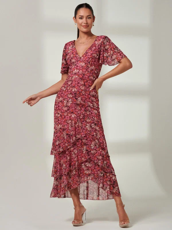 Save Money, Shop Happy!Save Money, Shop Happy!Daleysa Frill Hem Mesh Maxi Dress, Pink Multi Save Money, Shop Happy!Save Money, Shop Happy!Daleysa Frill Hem Mesh Maxi Dress, Pink Multi