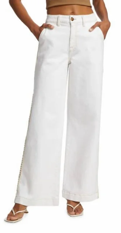 Flash Sale – Act Fast!Flash Sale – Act Fast!Dixon Wide Leg With Crochet Denim In Ecru