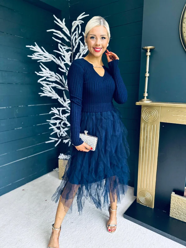Every Deal is a Steal!Every Deal is a Steal!Flynn Knit & Tulle Dress Navy