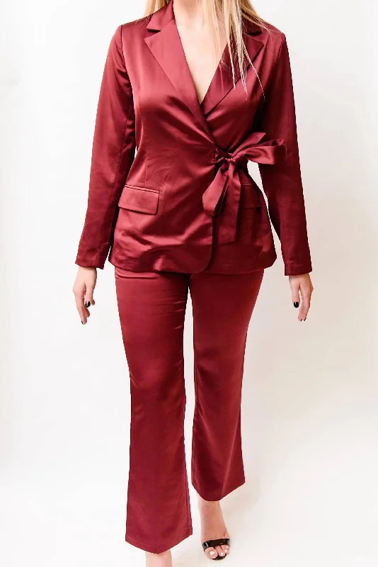 Hurry! While Supplies Last!Hurry! While Supplies Last!Glenda Satin Trouser In Burgundy