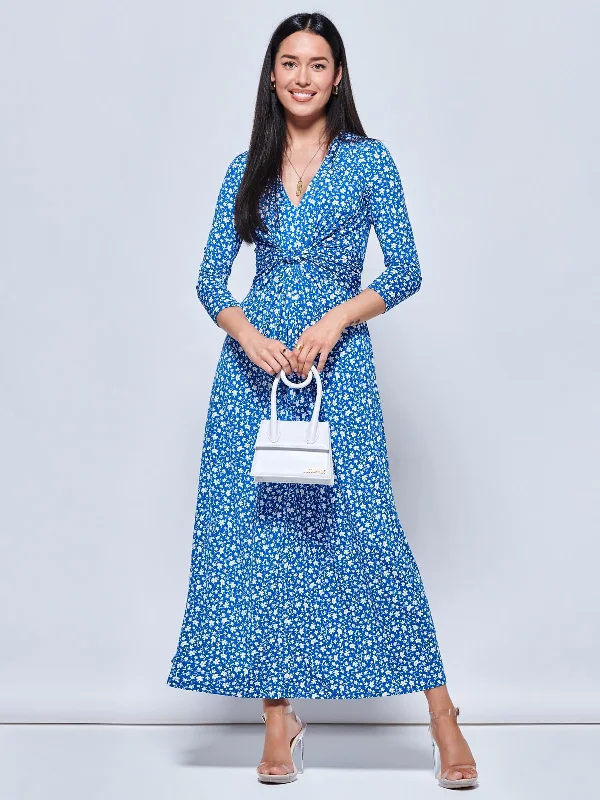 Get the Best for Less!Get the Best for Less!Hayat Twist Front Jersey Maxi Dress, Blue Floral