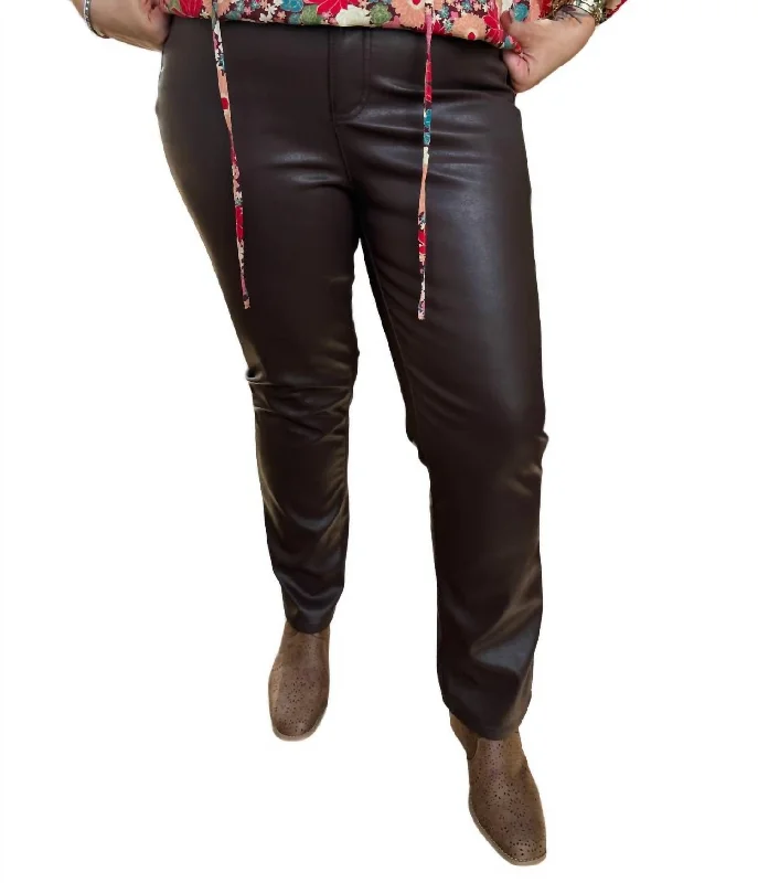 Limited Time Offer!Limited Time Offer!High Waist Faux Leather Straight Leg Pant - Reg/curvy In Espresso