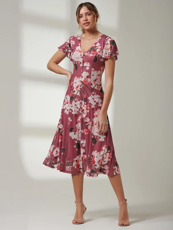 Shop Now and Save!Shop Now and Save!Jolie Moi Bellona Fit & Flare Mesh Dress, Dark Mauve