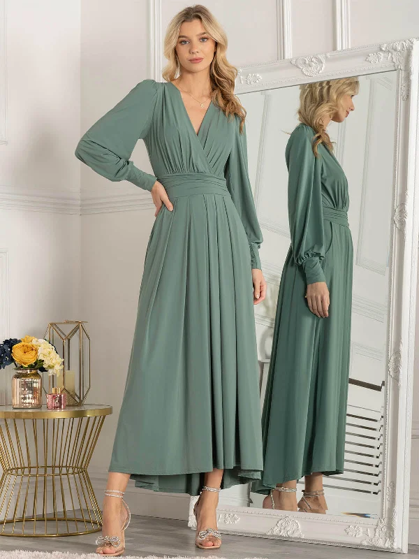 Your Exclusive Offer Awaits!Your Exclusive Offer Awaits!Rashelle Jersey Long Sleeve Maxi Dress, Pleat Green