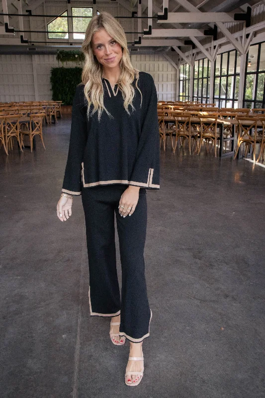 Get It Before It’s Gone!Get It Before It’s Gone!Marianna Contrast Hem Pants, Black