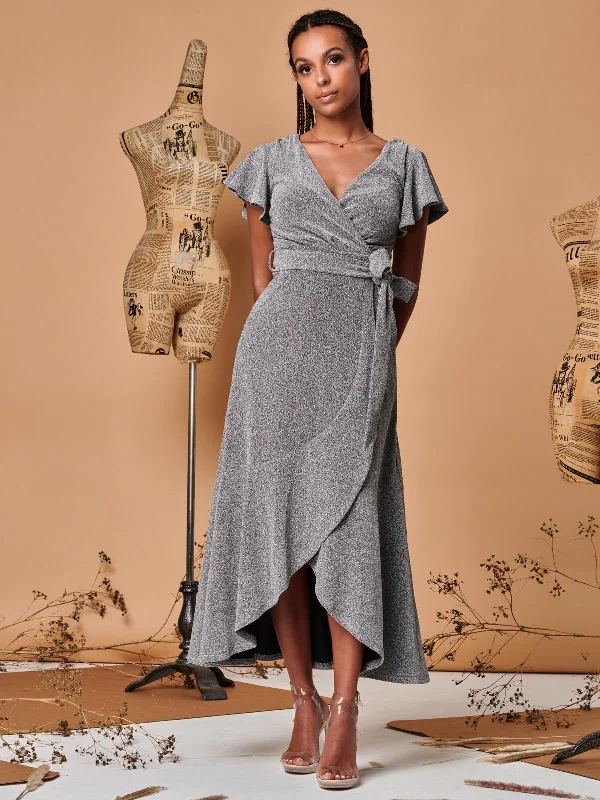 Hottest Discounts of the Year!Hottest Discounts of the Year!Metallic Effect Ruffle Hem Maxi Dress, Silver Hottest Discounts of the Year!Hottest Discounts of the Year!Metallic Effect Ruffle Hem Maxi Dress, Silver