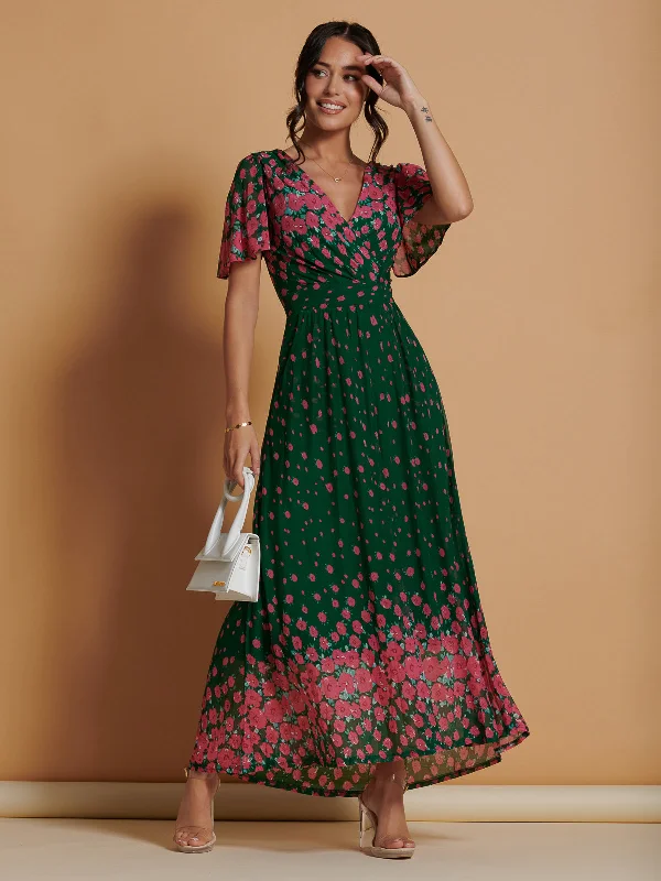 Shop Before It’s Gone!Shop Before It’s Gone!Mirrored Mesh Angel Sleeve Maxi Dress, Green Floral Shop Before It’s Gone!Shop Before It’s Gone!Mirrored Mesh Angel Sleeve Maxi Dress, Green Floral