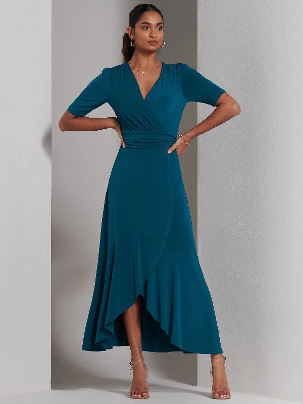 Snag the Best Prices Now!Snag the Best Prices Now!Olana Jersey Frill Hem Maxi Dress, Teal