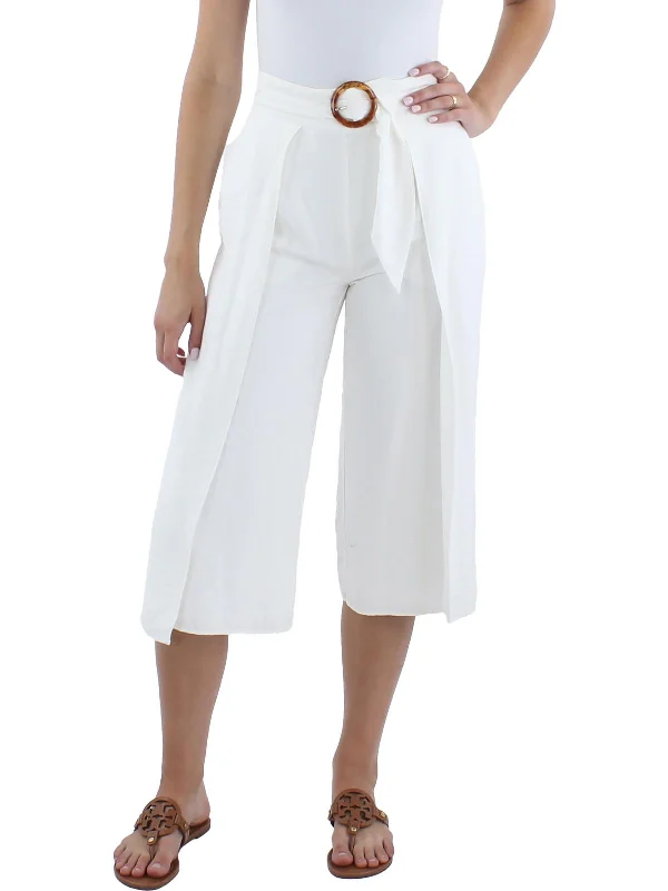 Enjoy Huge Discounts Now!Enjoy Huge Discounts Now!Petites Womens High Rise Wide Leg Capri Pants