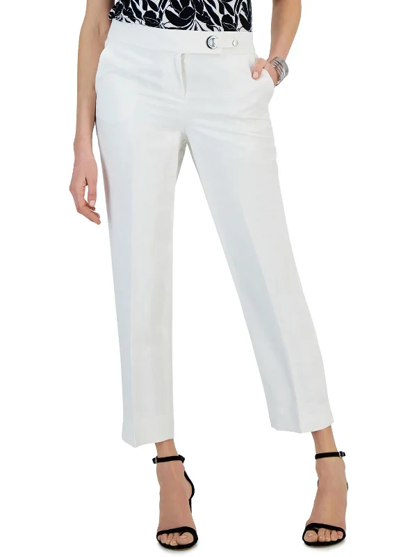 More Discounts, More Joy!More Discounts, More Joy!Petites Womens Linen Side Slit Cropped Pants