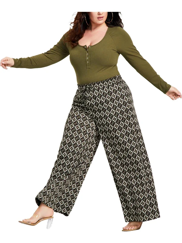 Shop Before It’s Gone!Shop Before It’s Gone!Plus Womens Print Stretch Wide Leg Pants
