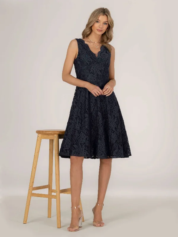 Shop Early, Save Big!Shop Early, Save Big!Scalloped Lace Swing Dress, Dark Grey