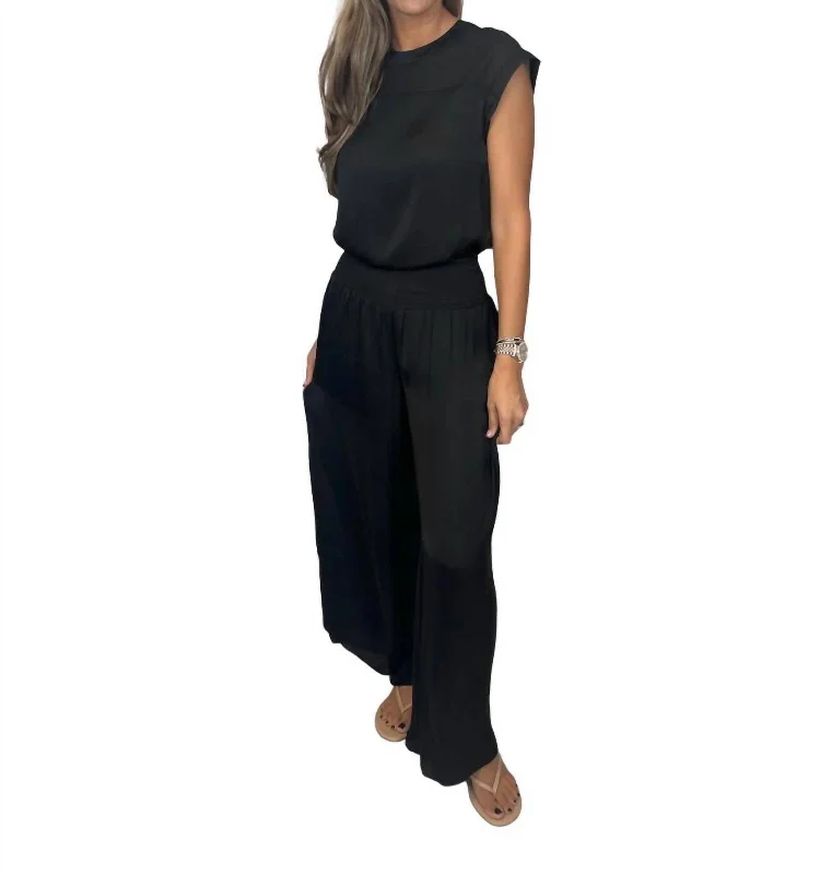Time to Save Big!Time to Save Big!Smocked Waist Satin Wide Leg Pants In Black