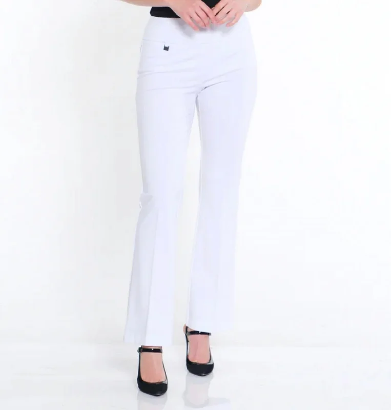 Lowest Prices Guaranteed!Lowest Prices Guaranteed!Wide Band Elastic Waist Flare Leg Pant In White