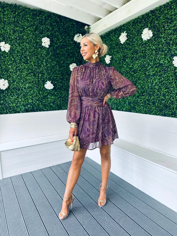 The Best Sale of the Year!The Best Sale of the Year!Winnie Gold Thread Mini Dress Purple