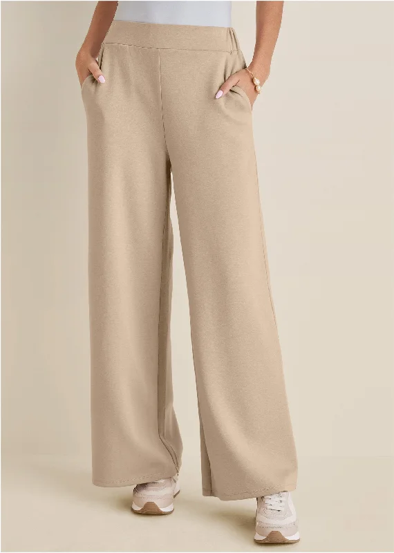 Get More for Less!Get More for Less!Double Knit Wide Leg Pants - Tan
