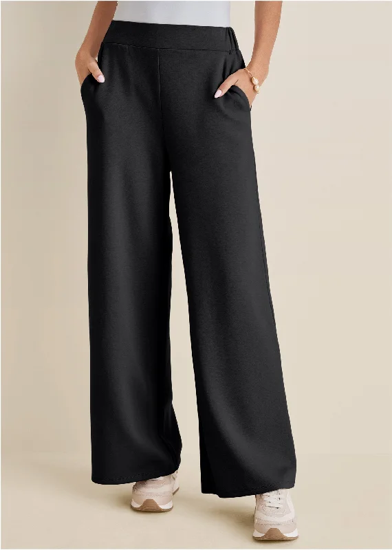 Steals and Deals Await!Steals and Deals Await!Double Knit Wide Leg Pants - Black