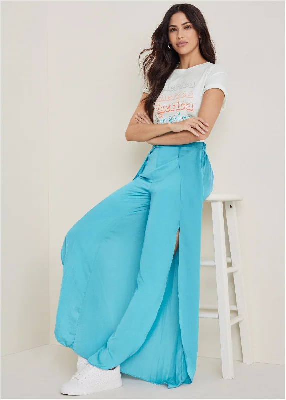 Only a Few Left – Order Now!Only a Few Left – Order Now!Tulip Hem Wide Leg Pants  - Blue