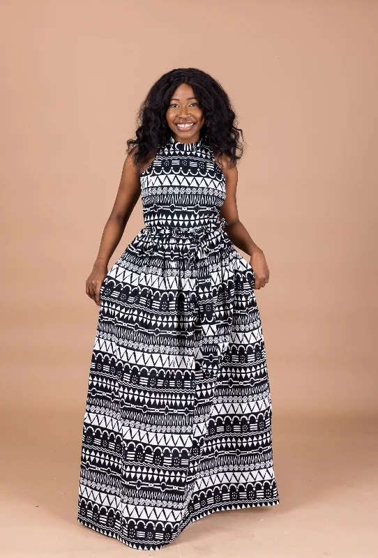 Save Like Never Before!Save Like Never Before!Ava Ankara Maxi Dress | Black and white African Tribal Print