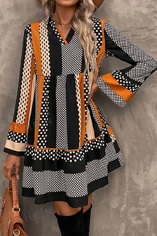 Score Big Savings Today!Score Big Savings Today!Dotted Stripe Ruffle Mini Dress