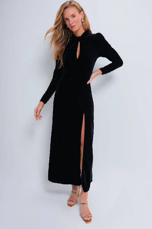 Bigger Savings, Better Shopping!Bigger Savings, Better Shopping!Black Velvet Jersey Gathered Long Dress