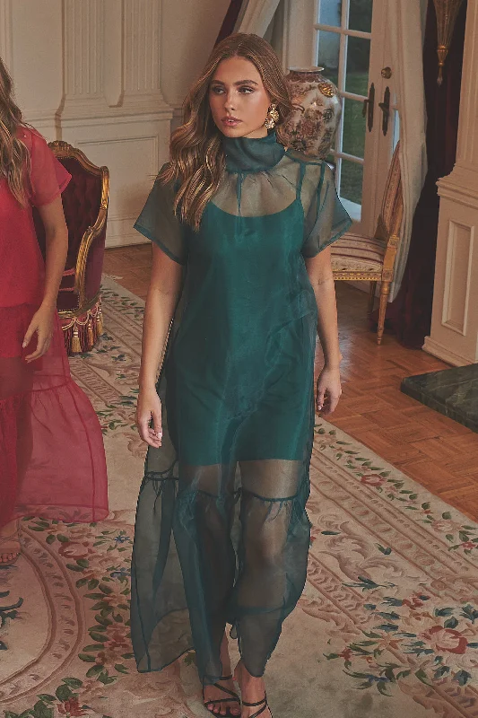 Your Shopping Wish, Our Discount Command!Your Shopping Wish, Our Discount Command!Dime Organza Mockneck Maxi Dress
