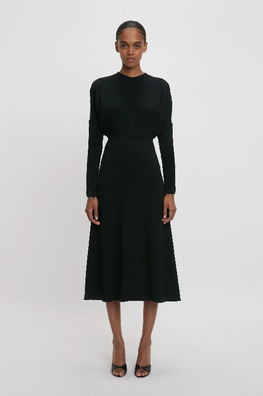 Limited Time Offer!Limited Time Offer!Dolman Midi Dress in Black